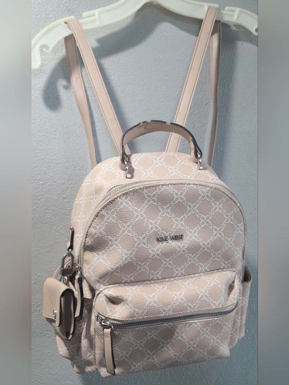 Nine West Beige Cream Patterned Mini Backpack